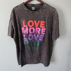 Victoria's Secret Pink Love Pink Dark Gray Tye Dye Graphic Short Sleeve Tshirt